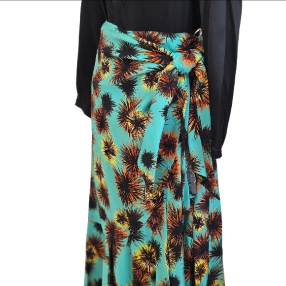 Kenzo Sea Urchin Print Wrap Skirt, Turquoise And Orange NWT, - Picture 7 of 14